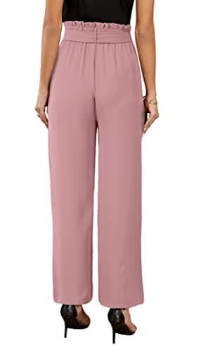 SySea Womens Wide Leg Palazzo Pants High Waisted Casual Cropped Paperbag Flowy Trousers with Belted - Thumbnail 2