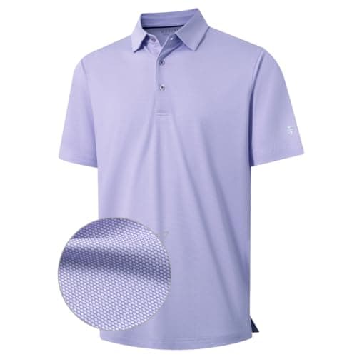 M MAELREG Golf Polo Shirts for Men Short Sleeve Quick Dry Fit Texture Sports Casual Collared Men's Golf Shirts Lavender - Image 1