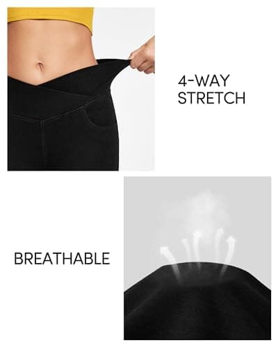 IUGA Black Jeans for Women High Waist Stretchy Flare Pants Bell Bottom Jeans Pull On Wide Leg Sweatpant Jean Flare Leggings(Black, Small) - Thumbnail 5