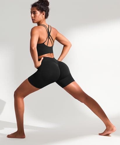 BRXL Seamless Scrunch Butt Lifting Shorts for Women V Back 5" High Waist Workout Gym Yoga BrxlGrit Impact Shorts Compression Black - Thumbnail 2