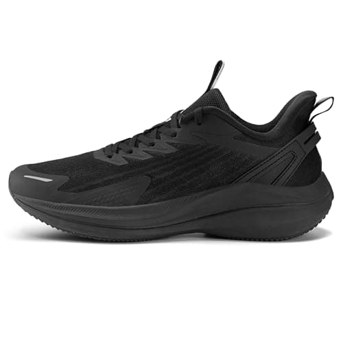 Men's Road Running Shoes Cushioning Athletic Sneakers - Non Slip Jogging Outdoor Gym Workout Comfortable Lightweight Walking Tennis Shoes Active5K All Black - Image 1