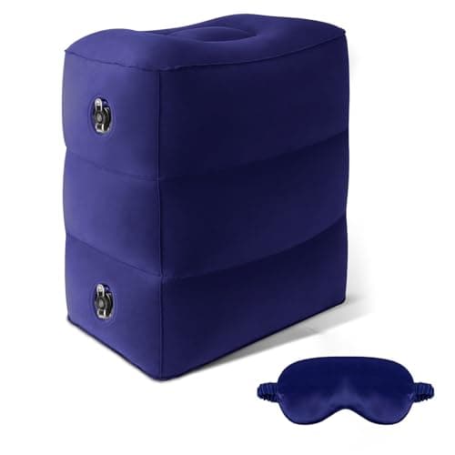 Inflatable Foot Rest Pillow for Airplane - Kids Car Bed with 3 Layers Height Adjustable,Portable Leg Rest for Under Desk,Travel Essentials Great for Office,Home,On Road,Leak-Proof - Image 1