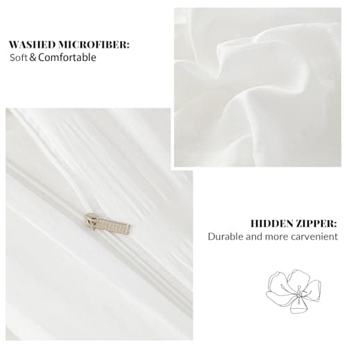 DCSKY White Duvet Cover King Size, Ultra Soft 3-Piece Boho Seersucker Duvet Cover Set with Zipper Closure, Soft Washed Microfiber Bedding Set (104"x90", 2 Pillowshams) - Thumbnail 5