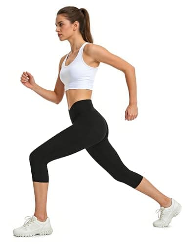 SEAJOJO Yoga Capri Pants for Women Activewear Crossover High Waisted Athletic Leggings Workout Running - Thumbnail 5