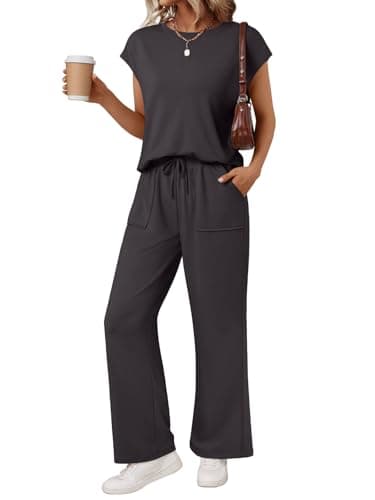 AUTOMET Womens 2 Two Piece Lounge Sets 2026 Summer Spring Travel Casual Outfits Vacation Clothes Pant Top Matching Clothing Trendy Airport Resort Wear Beach Sweatsuit Sweat Suit Loungewear - Image 1