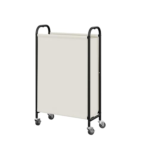 GRANNY SAYS 80L Slim Laundry Hamper with Wheels, Fabric Rolling Laundry Basket, Narrow Clothes Organizer, Tall Hamper for Closet, Laundry Room, Bathroom, Beige - Image 1