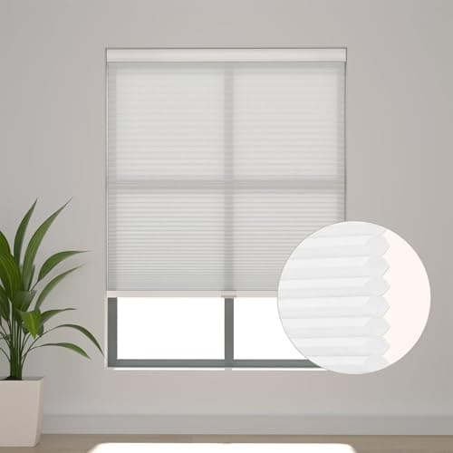 Changshade Cellular Shades Cordless Blinds for Indoor Windows, Honeycomb Blinds Pleated Window Shades Light Filtering for Bedroom, Bathroom, Shade Size 50 inch High 28 inch Wide, White - Image 1