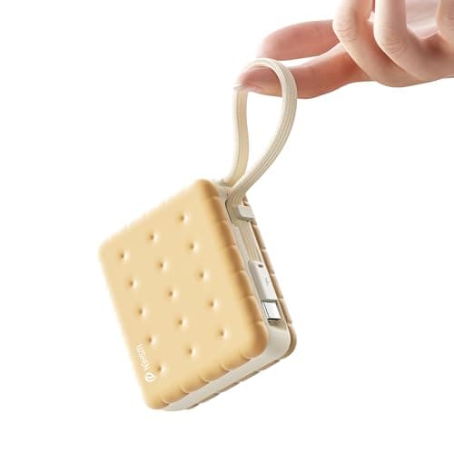 WSKEN for 30W-Fast-Charging Portable Charger Power-Bank, 10000mAh Battery Pack with Built in USB-C Cables, Small Compact, Travel Cell Phone Power Bank for iPhone 17/16 Series, Samsung - Beige - Image 1