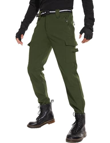 MOURCE Mens Hiking Pants Windproof Warm - Ripstop Outdoor Work Ski Pants for Men Army Green - Image 1