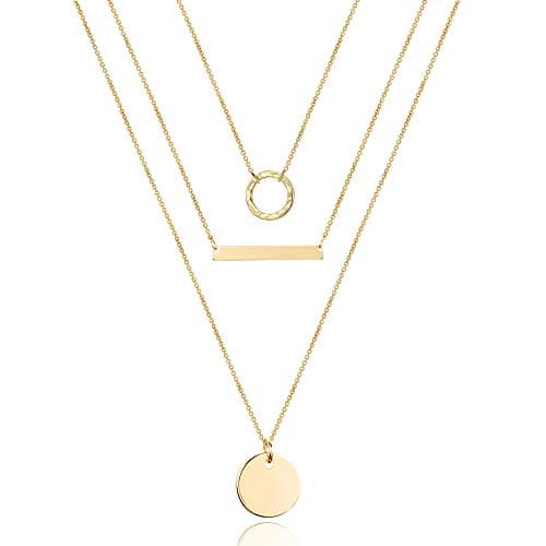 Turandoss Circle Bar Disc Necklace Womens Adjustable Jewelry Simple Choker Necklace Circle Necklaces for Women - Image 1