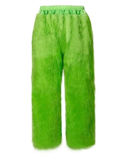 dgdgcool Christmas Green Costumes Adult, 8pcs Furry Santa Claus Costume for Men Funny Cosplay Santa Costume - Thumbnail 4
