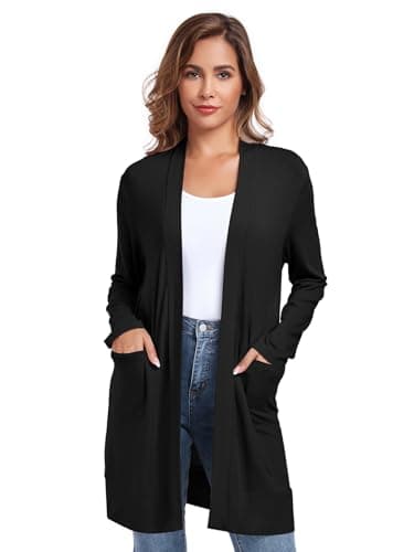 TownCat Womens Lightweight Cardigan with Pocket, Long Sleeve Open Front Casual Loose Cardigans for Women - Image 1
