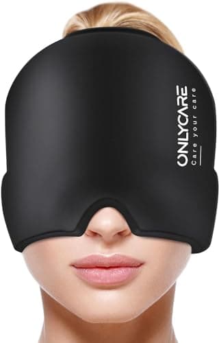 ONLYCARE Migraine Relief Cap, Soothing Migraine Mask, Upgraded Odorless Gel Ice Head Wrap, Hot and Cold Therapy, Headache Ice Pack for Tension, Stress, Hangover (Black) - Image 1
