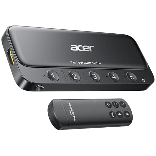 acer HDMI Switch 5 in 1 Out [4K@60Hz, HDMI 2.0, HDCP 2.3, HDR] Switcher with Remote, Supports DTS, Dolby, Work for PS5/Xbox/Switch/Roku/TV Stick/Projector - Image 1