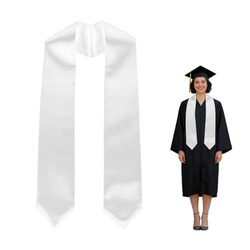 Oeyliz Graduation Stole Class of 2026 Stoles for Graduation 2026 Unisex Adults Blank Graduations Stole 72 Inch Plain White Graduations Stoles - Image 1