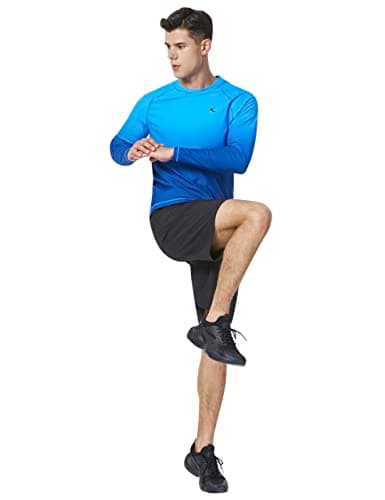 Mens Rash Guard UPF 50+ Swim Shirts UV Sun Protection Quick Dry Long Sleeve Beach Shirts for Fishing, Blue Gradient, 2XL - Thumbnail 3