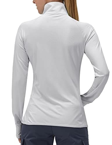 Women's UPF 50+ UV Sun Protection Clothing Long Sleeve Athletic Hiking Shirts Lightweight SPF Zip Up Outdoor Jacket (grey,S) - Thumbnail 2