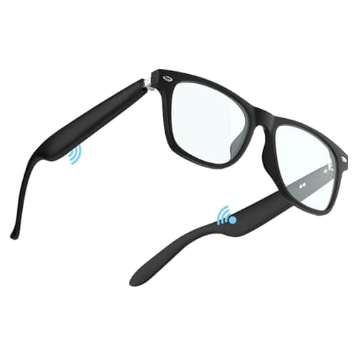 SZXWL Bluetooth Smart Glasses with Camera for Sports/Cycling/Running, Bone-Conduction Music Glasses, Intelligent Voice Navigation, Anti-Blue Light Glasses（Black - Image 1