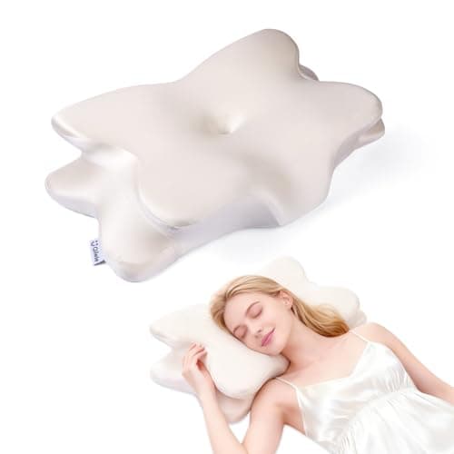 Ergonomic Butterfly Memory Foam Pillow for Neck Back Pain Relief, Cervical Support, Breathable Ice Silk Anti-Wrinkle Cover, SGS Certificates, Side Back Stomach Sleeper, Medium Thickness 25.6×16.9×5.1" - Image 1