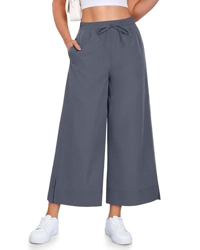 CAMPSNAIL Wide Leg Pants for Women - 25"/29" Casual Travel Summer Capri Business Lightweight Dress Trousers with Pockets - Image 1