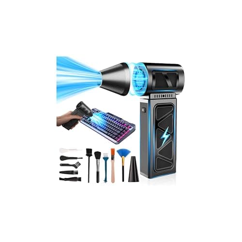 YUHUO Upgraded Compressed Air Duster, 360000 RPM Electric Air Duster with Powerful Motor, Rechargeable Battery, 5-Gear Cordless Mini Blower Jet Turbo Fan, Dust Blower for PC Keyboard Car Dryer Desk