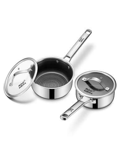 Nonstick Sauce Pan with Lid, Non-Toxic Tri-Ply Hybrid Ceramic Saucepan, 1.5&2.5 Quart Stainless Steel Pans, PFAS/PFOA/PTFE Free, Dishwasher & Oven Safe, Induction Compatible - Image 1