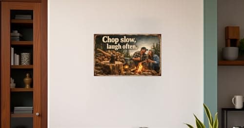 Chop Slow Laugh Often Vintage Tin Sign Rustic Outdoor Wall Decor Metal Plaque Camping Campfire Axe Wood Theme Cabin Garage Bar Farmhouse Humor Art 8x12 Inch Pre Drilled Holes - Thumbnail 4