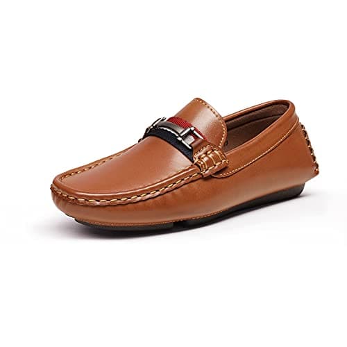 Bruno Marc Boy's Loafer Slip-On Dress Shoes,Size 4 Big Kid,Brown,SBLS218K - Image 1