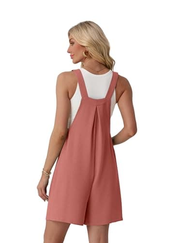Lepunuo Beach Rompers for Women Sleeveless Summer Jumpsuits Casual Short Overalls with Pockets - Thumbnail 6