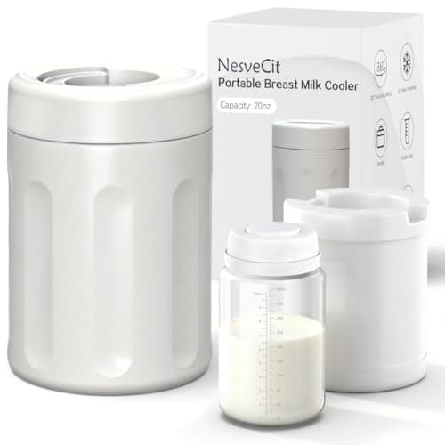 NesveCit Portable Breast Milk Cooler, 24H Chill Medical-Grade 316L Stainless Steel, 2-in-1 Breastmilk Cooler Bottle & Thermos with Leakproof Storage Bottle, No Ice Needed for Travel/Work, 10oz, Beige - Image 1