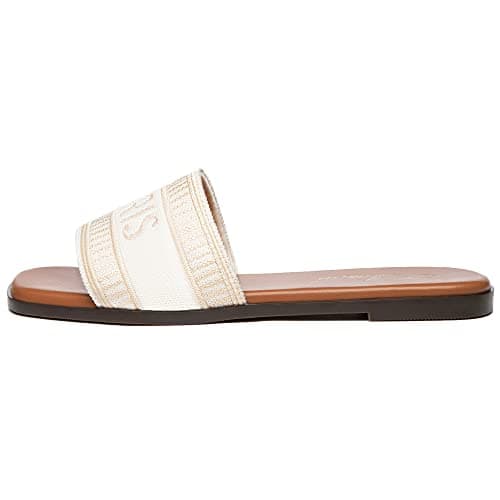 Athlefit Women's Slides Summer Fashion Slip On Flat Sandals Dressy Beige Size 5.5 - Thumbnail 3