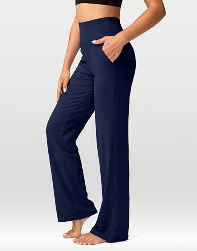 G Gradual Women's Yoga Pants Wide Leg with Pockets High Waist Stretch Loose Casual Lounge Sweatpants Petite/Regular/Tall (Dark Blue, Inseam 28, M) - Thumbnail 4