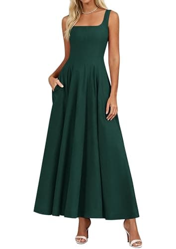 PRETTYGARDEN Cocktail Dresses for Women Formal 2026 Summer Sleeveless A Line Long Flowy Spring Wedding Guest Party Midi Dress (Dark Green,Medium) - Image 1