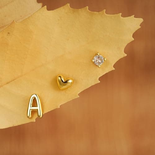 Turandoss Initial Heart Stud Earrings for Teen Girls, 3 Pairs Trendy 14K-Gold-Plated Letter G Heart Hypoallergenic Earrings Set Jewelry Gifts for Girls Age 8 9 10 11 12 Years Old - Thumbnail 6