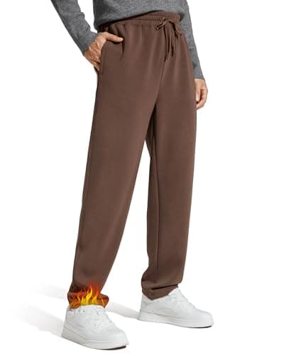 G4Free Workout Pants for Men Fleece Lined Sweatpants High Waist Drawstring Warm Casual Athletic Pants with 3 Pockets(Coffee Brown,L,29") - Image 1