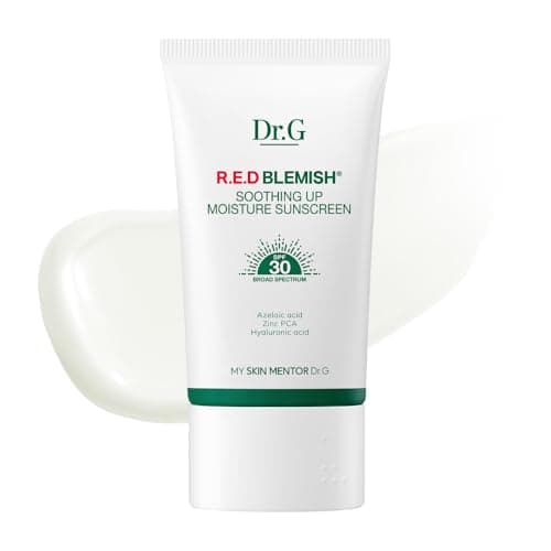 Dr. G R.E.D. Blemish Soothing Up Moisture Sunscreen - Korean Sunscreen with No White Cast - Broad Spectrum SPF for Sensitive Skin - Non-Greasy - With Hyaluronic & Azelaic Acid - 1.69 fl oz - Image 1