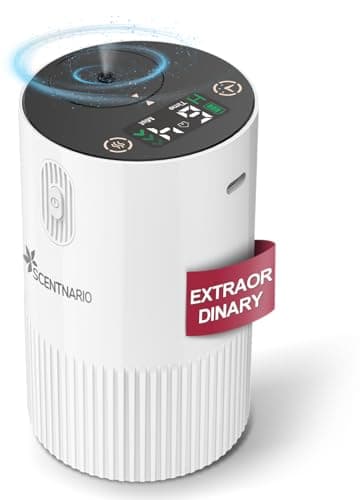 Waterless Diffuser for Essential Oil - Aroma Diffuser for Home with Battery Indicator, Portable Smart Scent Air Machine 1/2/3 & Continuous Mist, Timing & Auto-Off Function (White) - Image 1