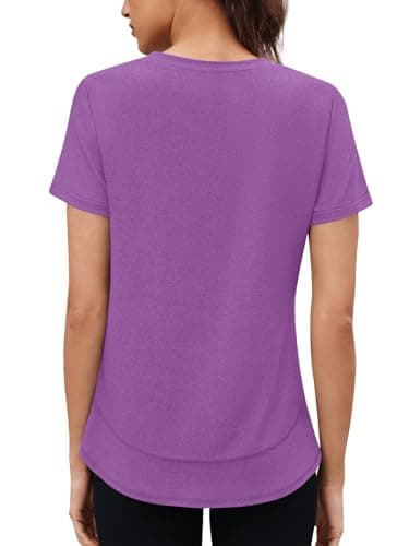 3rd hill Womens Workout Tops Short Sleeve Crewneck Sports Yoga Running Shirts Quick Dry Outfits Purple XXL - Thumbnail 6