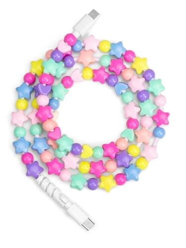 ComfyBay 3.3FT USB C to USB C Charging Cable, 60W Acrylic Stars Beaded Charger Cord, Compatible with Samsung Galaxy, iPhone 16/15, iPad, and More - Image 1