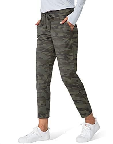 G Gradual Women's Pants with Deep Pockets 7/8 Stretch Sweatpants for Women Athletic, Golf, Lounge, Work (Green Camo, Small) - Image 1