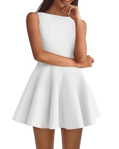BTFBM Spring Dresses for Women 2026 Elegant Classy A Line Casual Graduation Business Work Party Cocktail Short Dress(White, X-Large) - Image 1