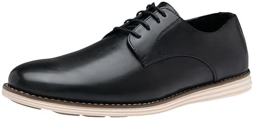 Vostey Mens Casual Dress Shoes Wingtip Plain Business Dress Shoes for Men (BMY618 Black 08) - Image 1