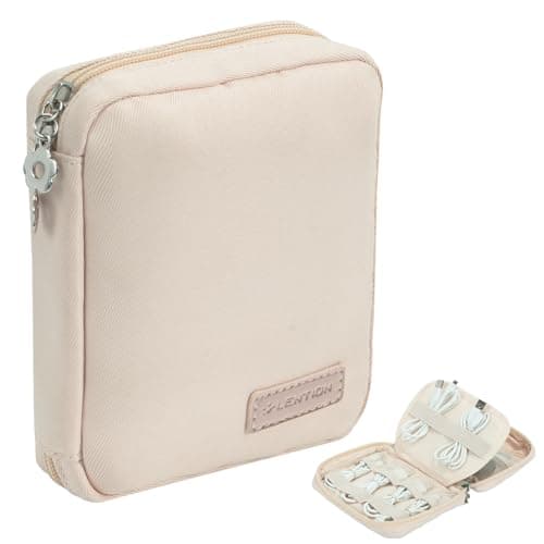 LENTION Tech Organizer Pouch Water Resistant, Compact Cable Bag for Macbook Charger, Power Bank, USB Cables, Earphones - Travel & Daily Electronics Case (Beige) - Image 1