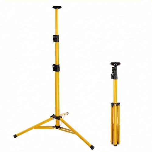 DAYATECH Adjustable Work Light Tripod Stand, Foldable Heavy Duty Steel Tripod, 35-55 Inch Height, Quick Release Mount, Yellow - Image 1