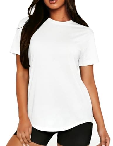 LETSEE Short Sleeve Basic Tees for Women Running Gym Athletic Tee Top Breathable Crewneck Tops White XL - Image 1