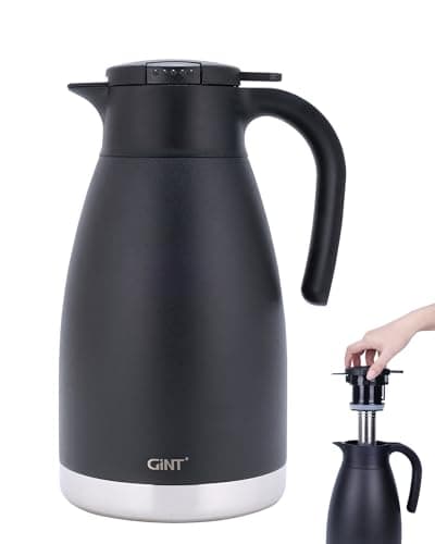 GiNT 74oz Thermal Coffee Carafe with Infuser – Insulated Tea Carafe, Removable Filter, Dishwasher-Safe | 2.2L 10+ Cups, Leak-Proof Seal & Pinch-Release | Stainless Steel for Office & Events - Image 1