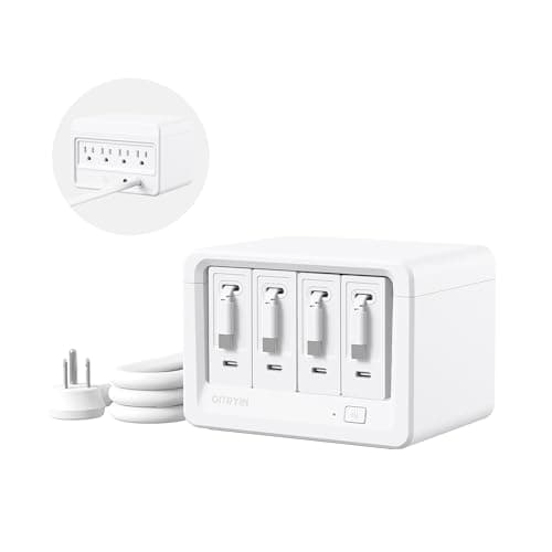 Gitryin 12-in-1 Desktop Charging Station with 4 Retractable Wall Chargers, 40W USB-C Power Strip with 4 AC, 4 USB C, 4 Type-C 33.5in Cables, Extension Cord with 1020J Surge Protection for Home Office - Image 1