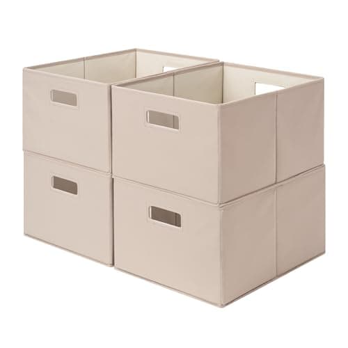 StorageWorks Fabric Storage Bins for Shelves, Closet Organizers and Storage Baskets, Collapsible Storage Bins with Cutout Handles, Large, 4-Pack, Light Brown - Image 1
