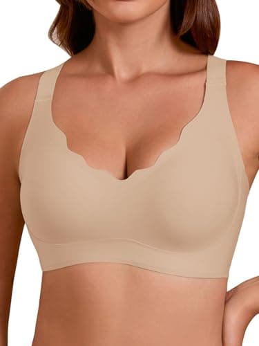 COCOMARTS Jelly Bras for Women No Underwire Seamless Push Up Scalloped Tshirt Bralettes Comfortable Wireless Everyday Bra Nude Medium - Image 1