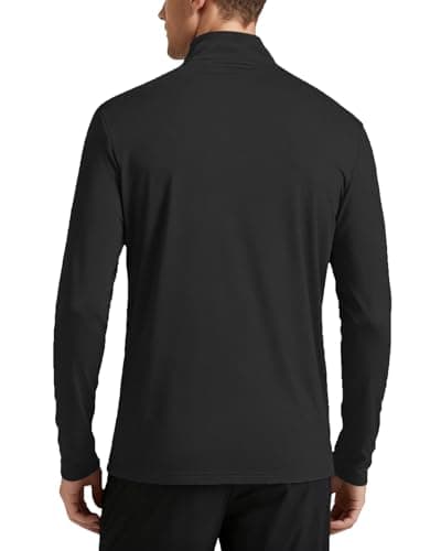 Mens UPF 50+ Long Sleeve Sun Protection Shirts Quarter Zip Pullover Wicking Moisture Quick Dry Lightweight Golf Workout Gym Running Fishing Casual Athletic Tops Black M - Thumbnail 2